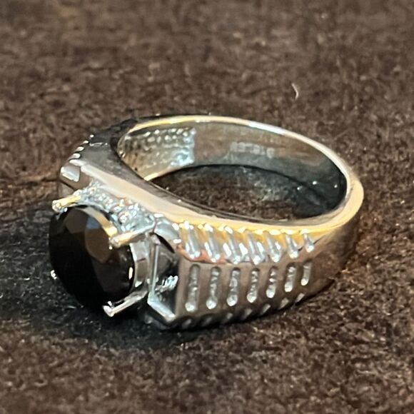 MENS 10 NWT BLACK SPINEL RING IN STAINLESS STEEL 3.60ctw - Picture 5 of 15